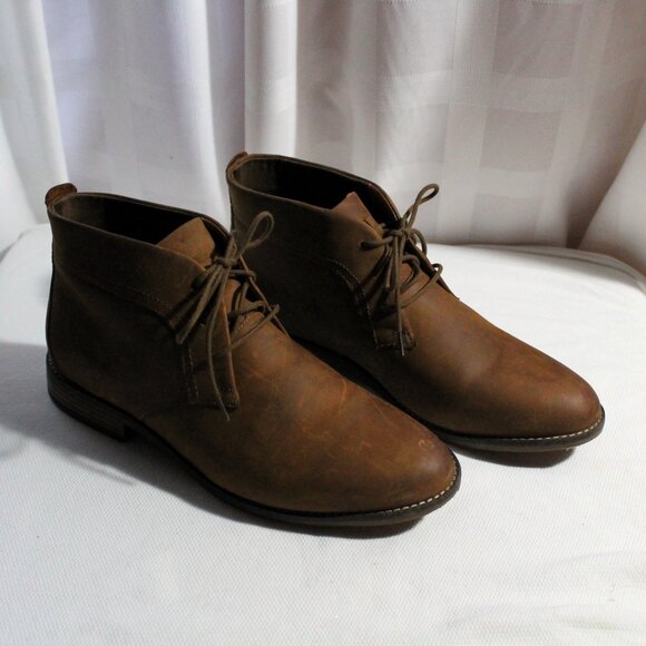 CLARKS Collection Camzin Grace Brown Leather Chukka Desert Ankle Boots, Size 12 - Picture 2 of 9